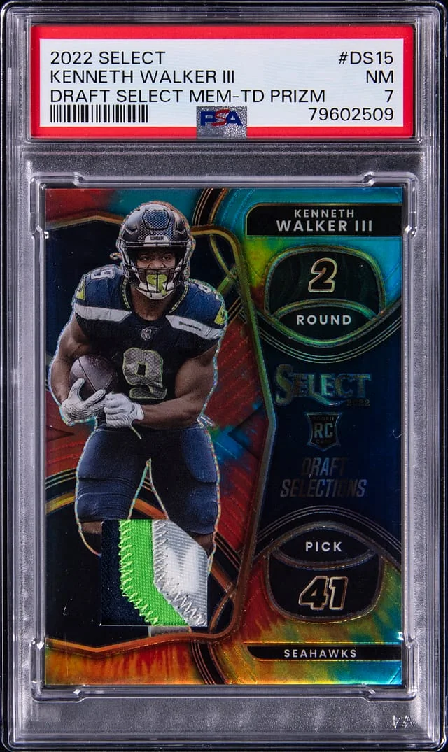 2022 Panini Select Kenneth Walker III Draft Selections Memorabilia Tye-Dye Prizm #DS-15 card image