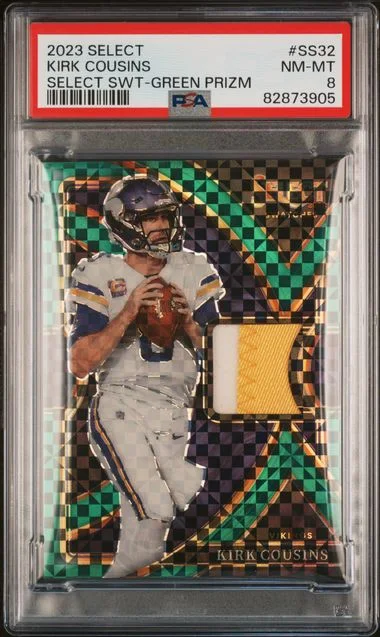 2022 Panini Select Kirk Cousins Select Swatches Green Prizm #SS32 card image