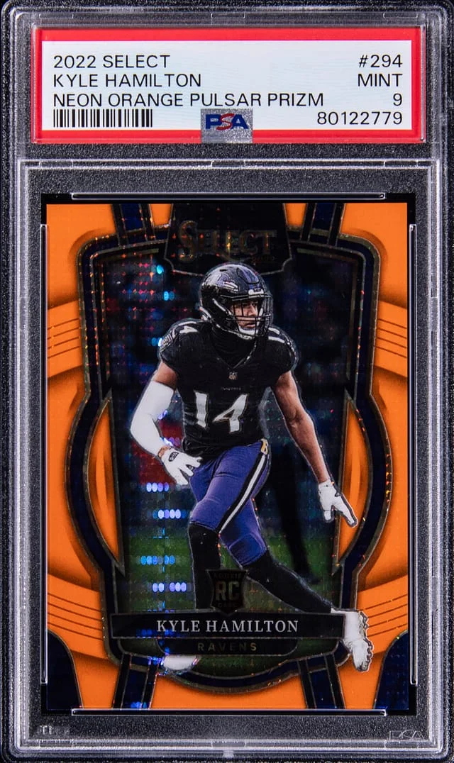 2022 Panini Select Kyle Hamilton Neon Orange Pulsar Prizm #294 card image