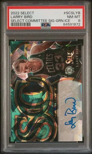 2022 Panini Select Larry Bird Selection Committee Signatures Green Ice #SCSLYB card image