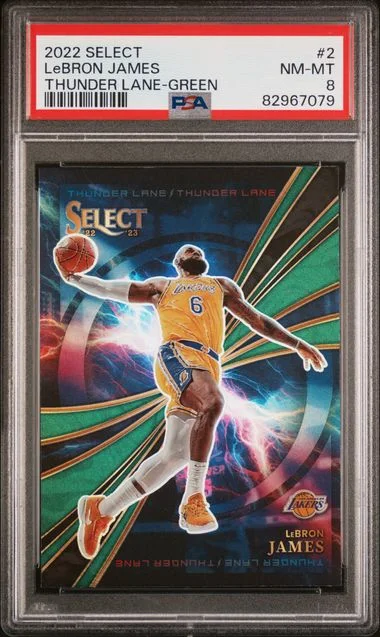 2022 Panini Select LeBron James Thunder Lane Green #2 card image