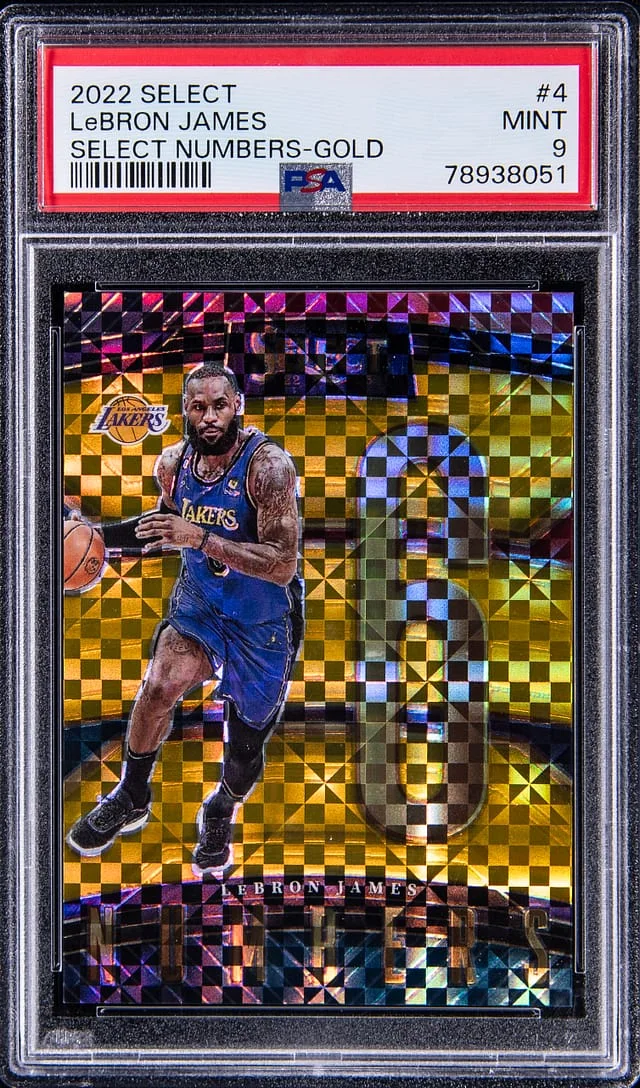 2022 Panini Select LeBron James Numbers Gold #4 card image