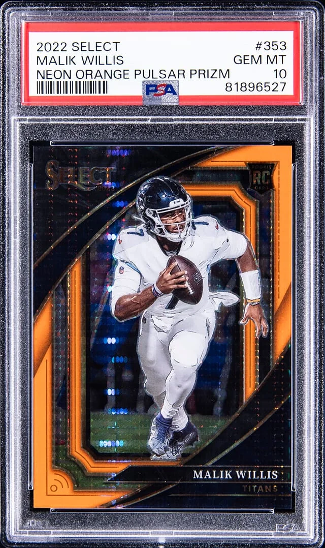 2022 Panini Select Malik Willis Neon Orange Pulsar Prizm #353 card image