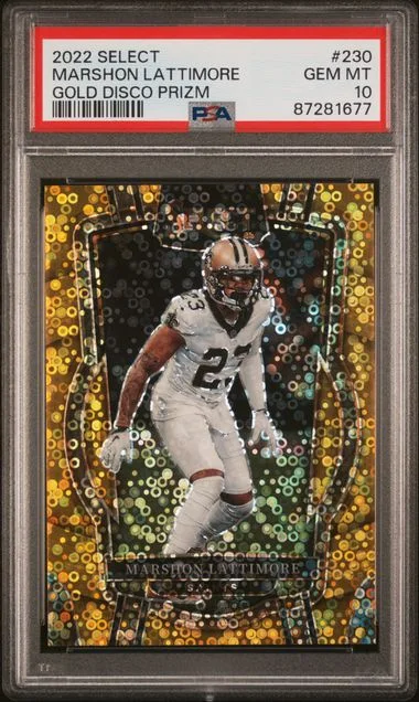 2022 Panini Select Marshon Lattimore Gold Disco Prizm #230 card image