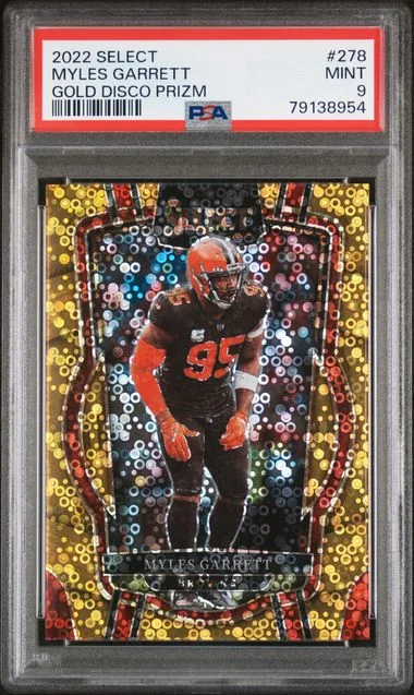 2022 Panini Select Myles Garrett Gold Disco Prizm #278 card image