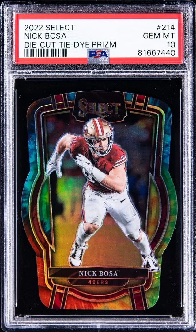 2022 Panini Select Nick Bosa Die-Cut Tie-Dye Prizm #214 card image