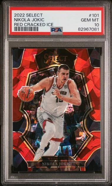 2022 Panini Select Nikola Jokic Red Cracked Ice #101 card image