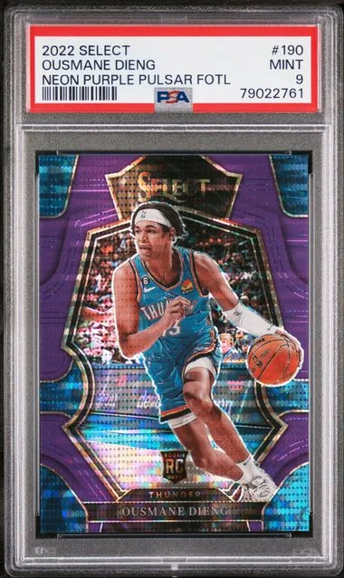 2022 Panini Select Ousmane Dieng Neon Purple Pulsar Fotl #190 card image