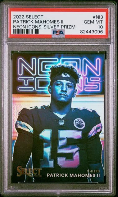 2022 Panini Select Patrick Mahomes II Neon Icons Silver Prizm #Ni3 card image