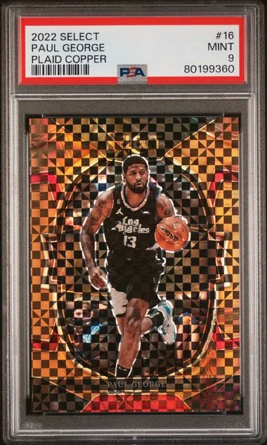 2022 Panini Select Paul George Plaid Copper #16 card image