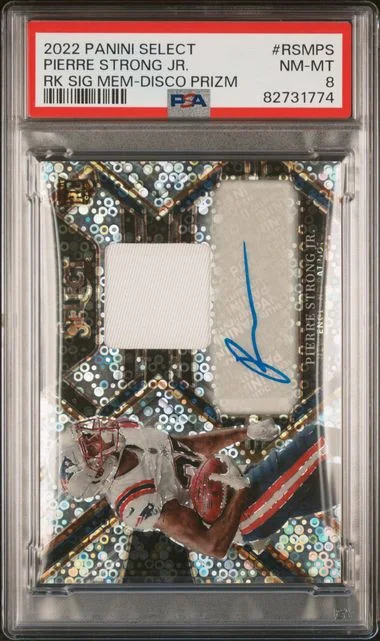 2022 Panini Select Pierre Strong Jr. Signature Memorabilia Disco Prizm #RSM-PS card image