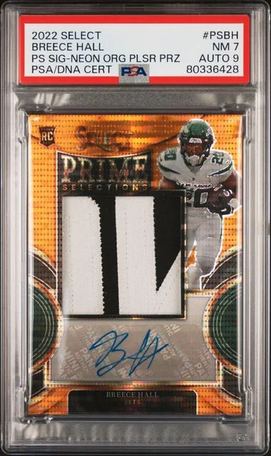 2022 Panini Select Prime Selections Signatures Neon Orange Pulsar Prizm Psbh Breece Hall #no-number card image