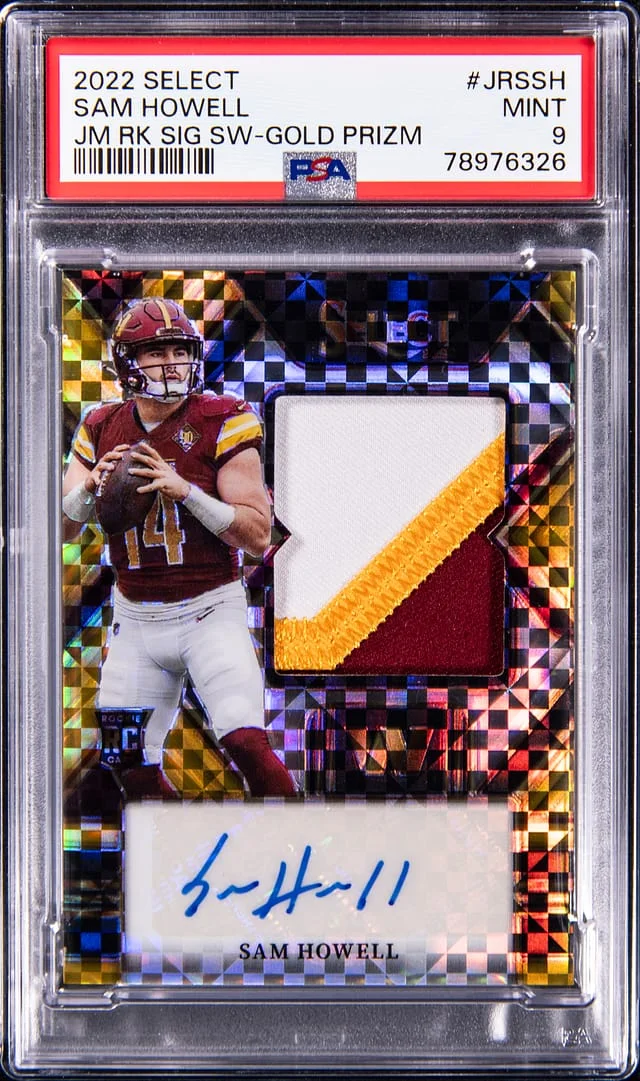 2022 Panini Select Sam Howell Jumbo Signature Swatch Gold Prizm #JRS-SH card image