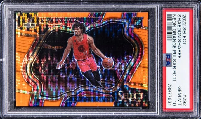 2022 Panini Select Shaedon Sharpe Neon Orange Pulsar FOTL #292 card image