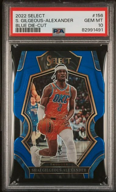 2022 Panini Select Shai Gilgeous-Alexander Blue Die-Cut #156 card image