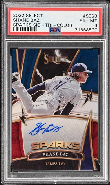2022 Panini Select Shane Baz Sparks Signatures Tri-Color #SS-SB card image