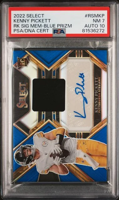 2022 Panini Select Signature Memorabilia Blue Prizm Rsmkp Kenny Pickett #no-number card image