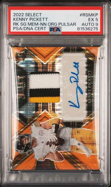2022 Panini Select Signature Memorabilia Neon Orange Pulsar Prizm Rsmkp Kenny Pickett #no-number card image