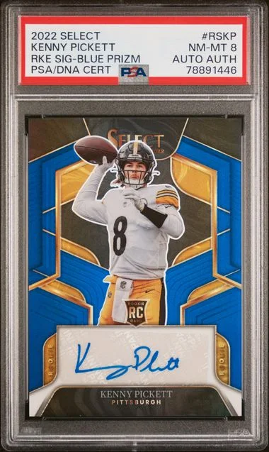 2022 Panini Select Signatures Blue Prizm Rskp Kenny Pickett #no-number card image