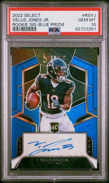 2022 Panini Select Signatures Blue Prizm Rsvj Velus Jones Jr. #no-number card image