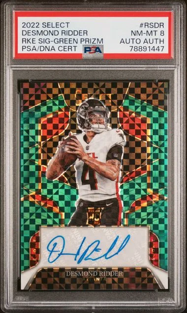 2022 Panini Select Signatures Green Prizm Rsdr Desmond Ridder #no-number card image