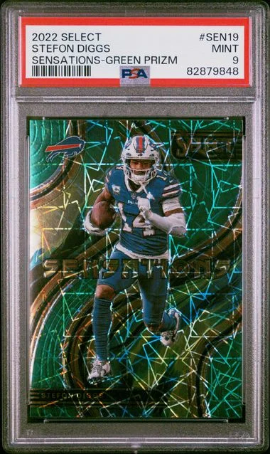 2022 Panini Select Stefon Diggs Sensations Green Prizm #SEN-19 card image