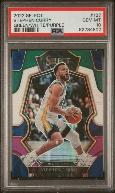 2022 Panini Select Stephen Curry Green/White/Purple #127 card image
