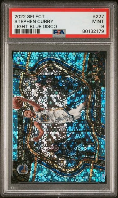 2022 Panini Select Stephen Curry Light Blue Disco #227 card image