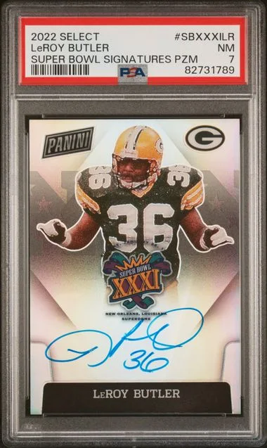2022 Panini Select Super Bowl Signatures Prizm Sbxxxilr Leroy Butler #no-number card image