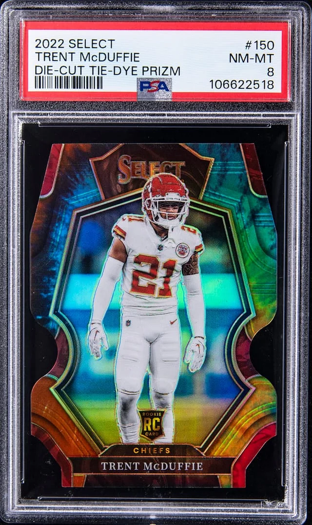 2022 Panini Select Trent McDuffie Die-Cut Tie-Dye Prizm #150 card image