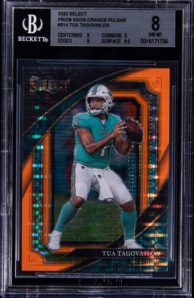 2022 Panini Select Tua Tagovailoa Neon Orange Pulsar Prizm #314 card image