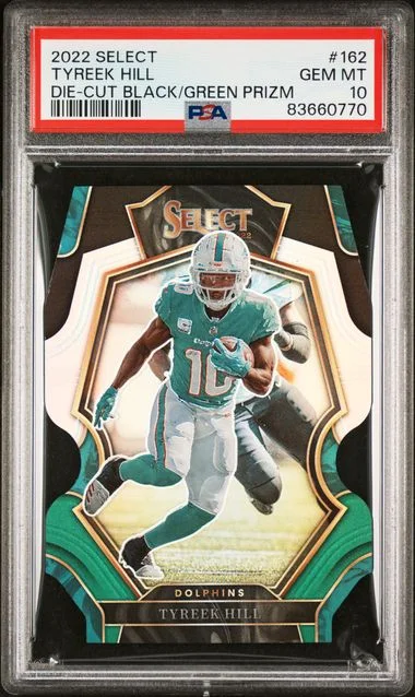 2022 Panini Select Tyreek Hill Die-Cut Black/Green Prizm #162 card image