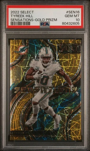 2022 Panini Select Tyreek Hill Sensations Gold Prizm #SEN16 card image