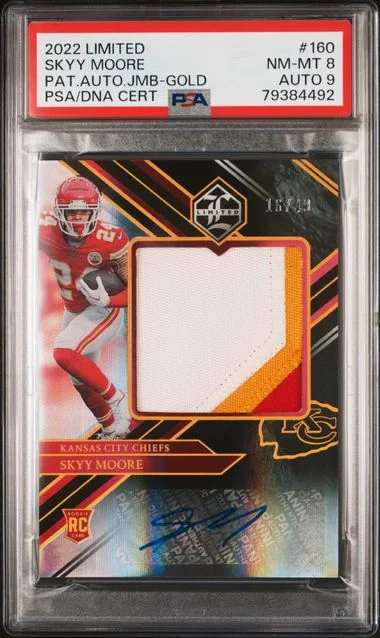 2022 Panini Skyy Moore Limited Patch Autograph Jumbo-Gold #160 card image