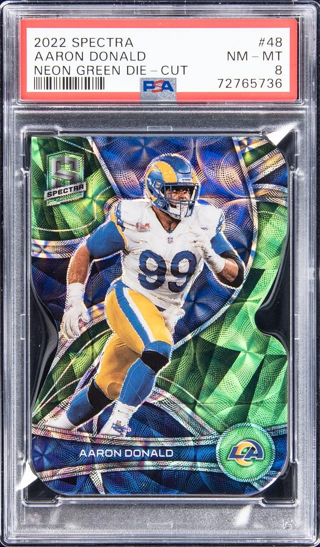 2022 Panini Spectra Aaron Donald Neon Green Die-Cut #48 card image
