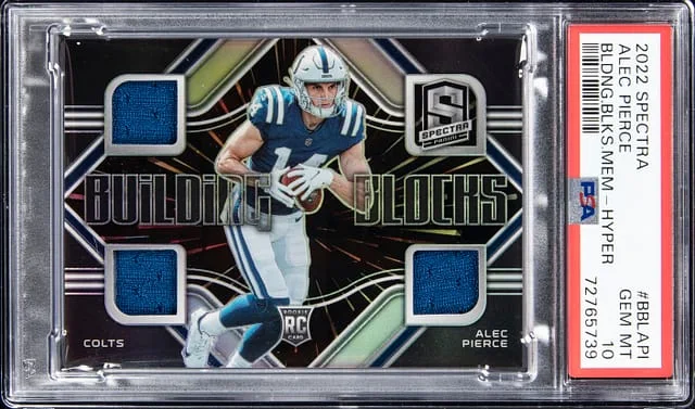 2022 Panini Spectra Alec Pierce Building Blocks Memorabilia Hyper #BBLAPI card image