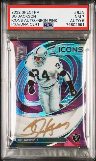 2022 Panini Spectra Bo Jackson Icons Autographs Neon Pink #ICN-BJA card image