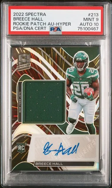 2022 Panini Spectra Breece Hall Patch Autograph-Hyper #213 card image