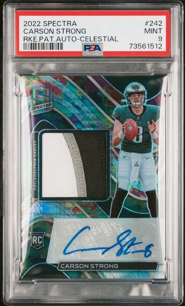 2022 Panini Spectra Carson Strong Patch Autograph (RPA) Celestial #242 card image