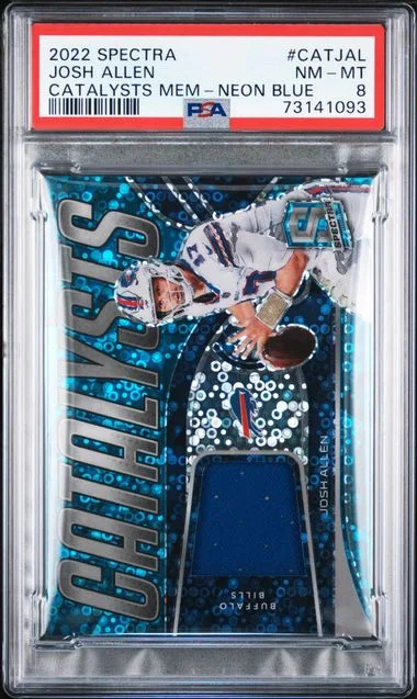 2022 Panini Spectra Catalysts Memorabilia Neon Blue Catjal Josh Allen #no-number card image