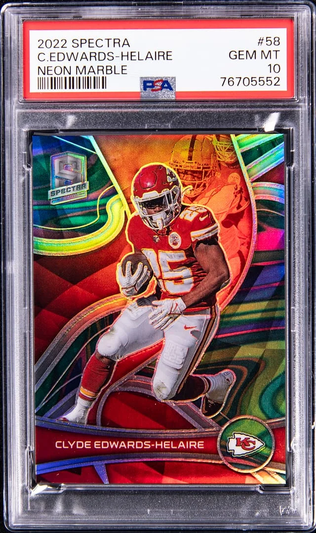 2022 Panini Spectra Clyde Edwards-Helaire Neon Marble #58 card image