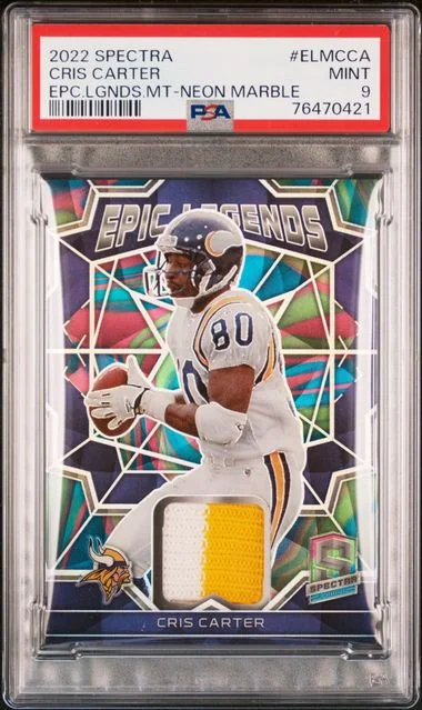 2022 Panini Spectra Cris Carter Epic Legends Materials Neon Marble #ELMCCA card image