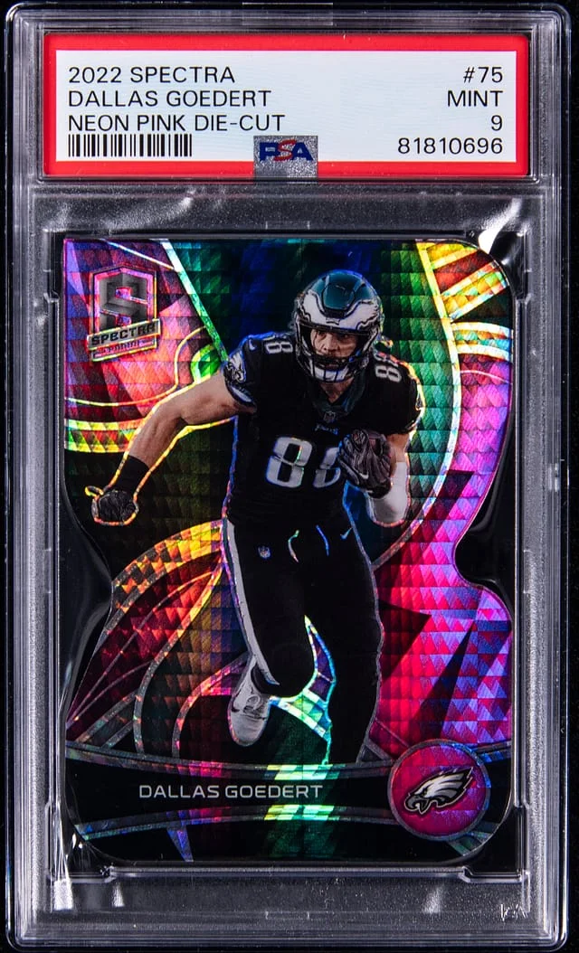 2022 Panini Spectra Dallas Goedert Neon Pink Die-Cut #75 card image