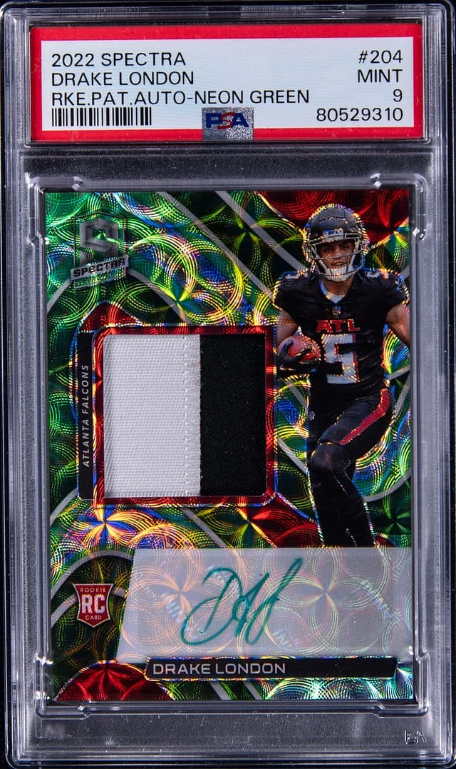 2022 Panini Spectra Drake London Patch Autograph (RPA) Neon Green #204 card image