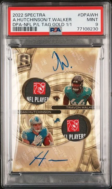 2022 Panini Spectra Dual Patch Autographs NFL Player's Laundry #no-number card image
