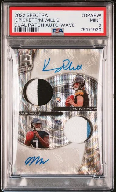 2022 Panini Spectra Dual Patch Autographs Wave Dpapw Kenny Pickett/Malik Willis #no-number card image