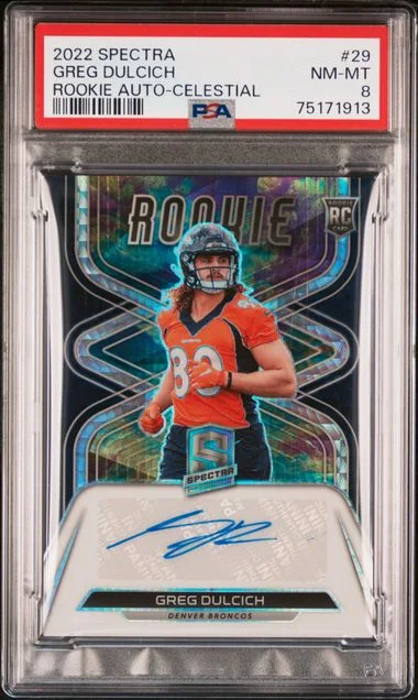 2022 Panini Spectra Greg Dulcich Autographs Celestial #29 card image
