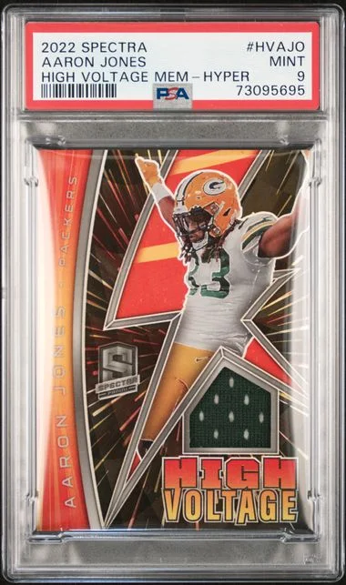 2022 Panini Spectra High Voltage Memorabilia Hyper Hvajo Aaron Jones #no-number card image
