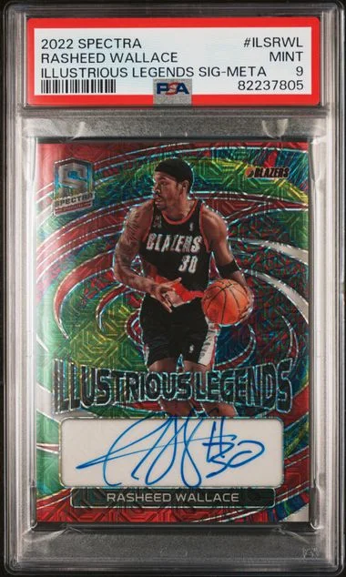 2022 Panini Spectra Illustrious Legends Signatures Meta Ilsrwl Rasheed Wallace #no-number card image