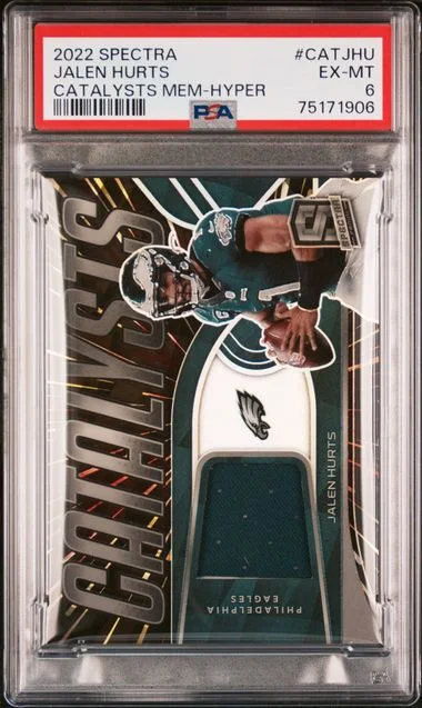 2022 Panini Spectra Jalen Hurts Catalysts Memorabilia Hyper #CAT-JHU card image